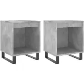 vidaXL Nachtkastjes 2 st 40x35x50 cm bewerkt hout betongrijs