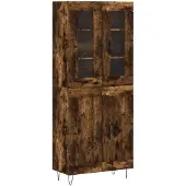 vidaXL Hoge kast 69,5x34x180 cm bewerkt hout gerookt eikenkleurig