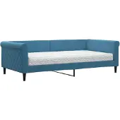 vidaXL Slaapbank met matras 100x200 cm fluweel blauw