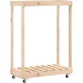 vidaXL Houtblokhouder met wielen 76,5x40x108 cm massief grenenhout