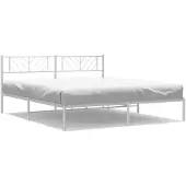 vidaXL Bedframe met hoofdbord metaal wit 183x213 cm