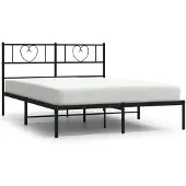 vidaXL Bedframe met hoofdeinde, zwart metaal, 120x200 cm