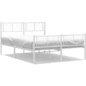 vidaXL Bedframe met hoofdeinde en voeteneinde, metaal, wit, 150x200 cm