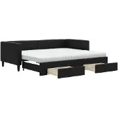 vidaXL Slaapbank met onderschuifbed en lades 90x190 cm stof zwart