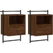 vidaXL Nachtkastjes 2 st wandgemonteerd 40x30x61 cm hout bruineiken