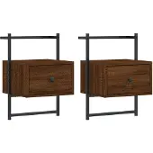 vidaXL Nachtkastjes 2 st wandgemonteerd 35x30x51 cm hout bruineiken