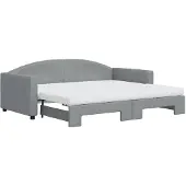 vidaXL Slaapbank onderschuifbed en matrassen 90x190 cm stof lichtgrijs