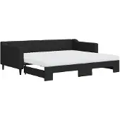 vidaXL Slaapbank met onderschuifbed en matrassen 90x200 cm stof zwart