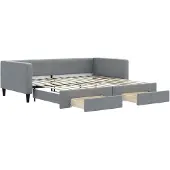 vidaXL Slaapbank onderschuifbed en lades 100x200 cm stof lichtgrijs