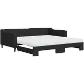vidaXL Slaapbank met onderschuifbed en matrassen 100x200 cm stof zwart