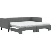 vidaXL Slaapbank onderschuifbed matrassen 90x200 cm stof donkergrijs