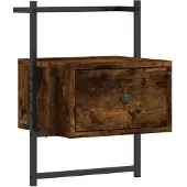 vidaXL Nachtkastje wandgemonteerd 35x30x51 cm hout gerookt eikenkleur