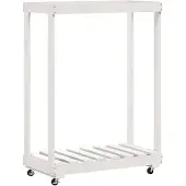 vidaXL Houtblokhouder met wielen 76,5x40x108 cm massief grenenhout wit