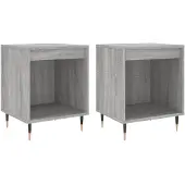 vidaXL Nachtkastjes 2 st 40x35x50 cm bewerkt hout grijs sonoma eiken