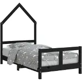 vidaXL Kinderbed, zwart, 80x160 cm, massief grenenhout