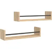 vidaXL Wandschappen met stangen 2 st 60x16x14 cm sonoma eikenkleurig