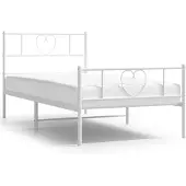 vidaXL Bedframe met hoofd- en voeteneinde metaal wit 80x200 cm