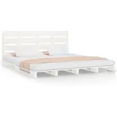 vidaXL Bedframe zonder matras massief grenenhout wit 200x200 cm