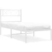 vidaXL Bedframe met hoofdbord metaal wit 80x200 cm