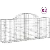 vidaXL Schanskorven 2 st gewelfd 200x30x80/100 cm gegalvaniseerd ijzer