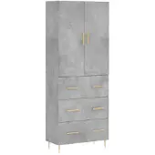 vidaXL Hoge kast 69,5x34x180 cm bewerkt hout betongrijs