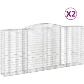 vidaXL Schanskorven 2 st gewelfd 400x50x180/200 cm ijzer