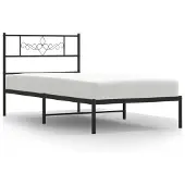 vidaXL Bedframe met hoofdbord metaal zwart 90x200 cm