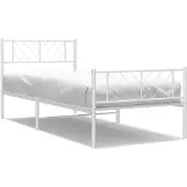 vidaXL Bedframe met hoofd- en voeteneinde metaal wit 100x200 cm