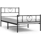 vidaXL Bedframe met hoofd- en voeteneinde metaal zwart 75x190 cm