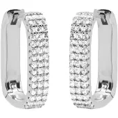 Karma Oorhangers Vierkante Hoop 3 Rijen Zirkonia Zilver