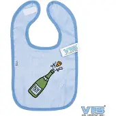 Vib - Slabbetje Luxe velours - Champagnefles Boy (Blauw) - Babykleertjes - Slabbetjes - zwangerschap aankondiging - baby aankondiging