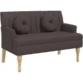 vidaXL Bankje met kussens 113x64,5x75,5 cm stof donkerbruin