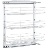 vidaXL Draadmand keuken uittrekbaar 3-laags 47x25x56 cm zilverkleurig
