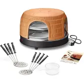 Emerio Pizzarette Original – Pizzaoven voor 8 Personen – Handgemaakte Terracotta Koepel – 1500 W – Mini-Pizza – PO-116124.1