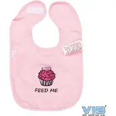 Vib - Slabbetje Luxe velours - Feed me roze (Cupcake) - Babykleertjes - Slabbetjes - zwangerschap aankondiging - baby aankondiging