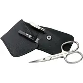 Erbe 3-delige manicure etui met drukknoopsluiting zwart (erbe9018)