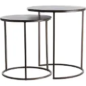 Light & Living Bijzettafel S/2 Ø41x46+Ø49x52 cm TALCA donker bruin (Bruin, 49x49x52 diameter: 49cm)