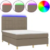 vidaXL Boxspring met matras en LED stof taupe 140x190 cm