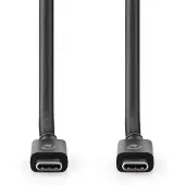 Nedis USB-Kabel | USB 4.0 Gen 2x2 | USB-C Male | USB-C Male | 240 W | 8K@60Hz | 20 Gbps | Vernikkeld | 2.00 m | Rond | PVC | Zwart | Doos - CCGB66020BK20
