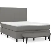vidaXL Boxspring met matras stof donkergrijs 140x200 cm