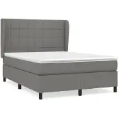 vidaXL Boxspring met matras stof donkergrijs 140x190 cm