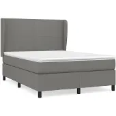 vidaXL Boxspring met matras stof donkergrijs 140x190 cm