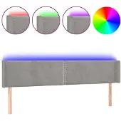 vidaXL Hoofdbord LED 203x16x78/88 cm fluweel lichtgrijs