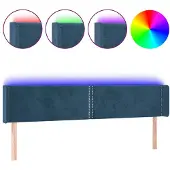 vidaXL Hoofdbord LED 203x16x78/88 cm fluweel donkerblauw