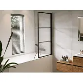 Riho Grid badwand 80x150cm rechts zwart profiel en helder glas