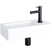 Differnz Hura fonteinset - 37.5x18.5x9cm - Rechthoek - 1 kraangat - Zwart mat rechte kraan - Keramiek Wit 38.004.93