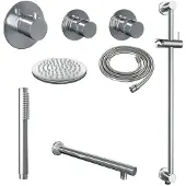 Brauer Chrome Edition thermostatische inbouw regendouche SET 13 met 20 cm douchekop en rechte muurarm en staaf handdouche en doucheslang en geïntegreerde glijstang chroom