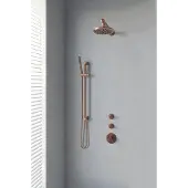 Brauer Thermostatisch inbouwdoucheset copper 20 cm hoofddouche wandarm staafhanddouche op glijstang koper