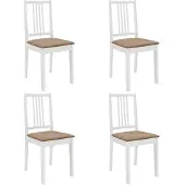 vidaXL Eetkamerstoelen met kussens 4 st massief hout wit