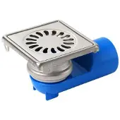 Aquaberg Doucheput blücher compact rvs vloerput abs zij en onderuitlaat 40mm 97x97mm met waterslot 25mm